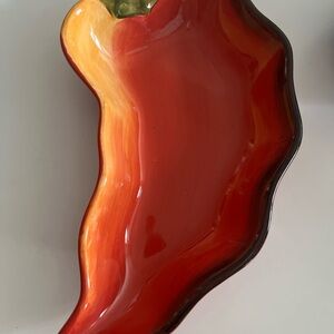 Clay Art La Mesa Red Chili Pepper Jalapeño-Shaped Figural Serving Dish Bowl
